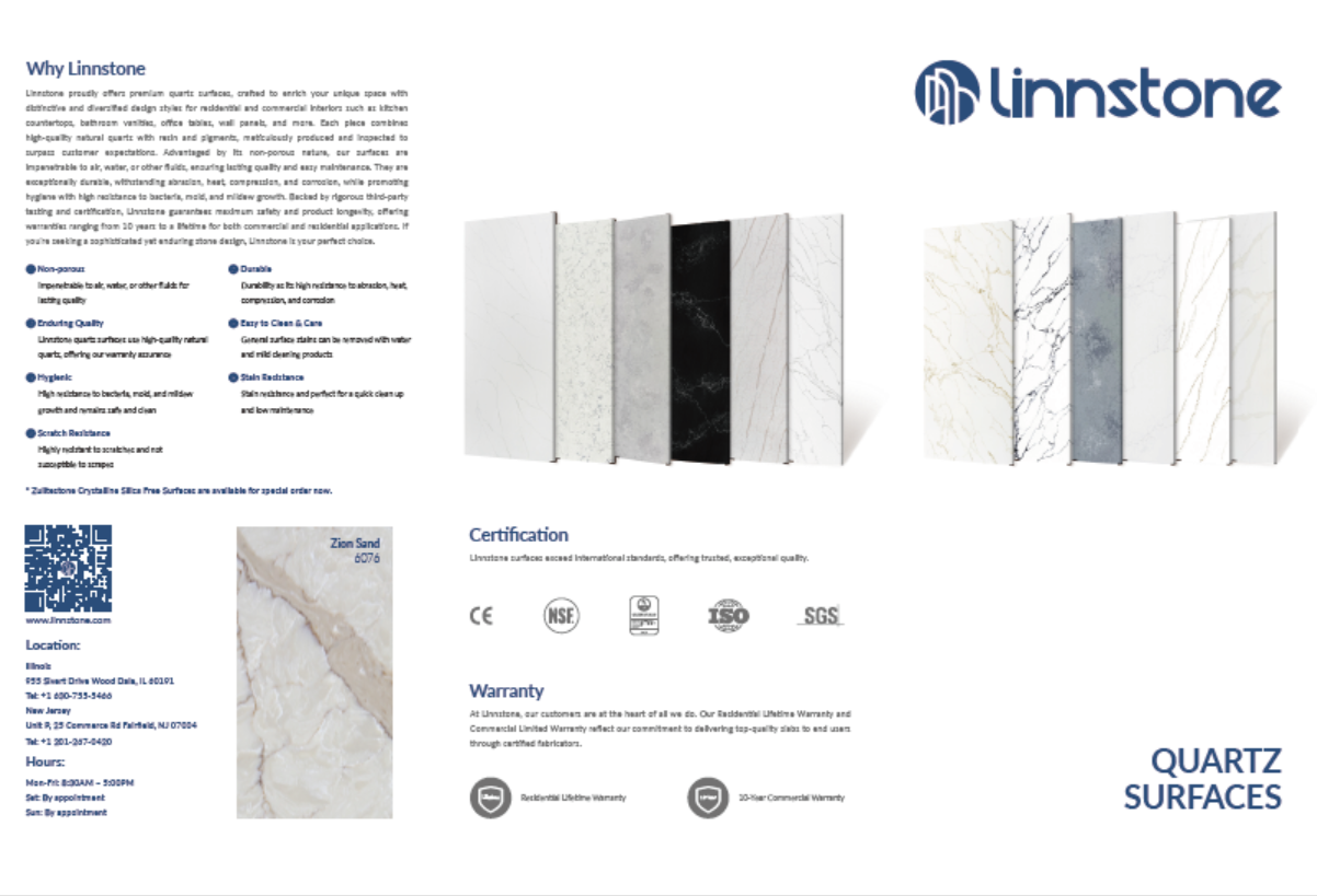 Linnstone Quartz Surfaces Booklet Cover